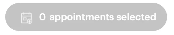 The floating button's count rolling up to 1 appointment selected