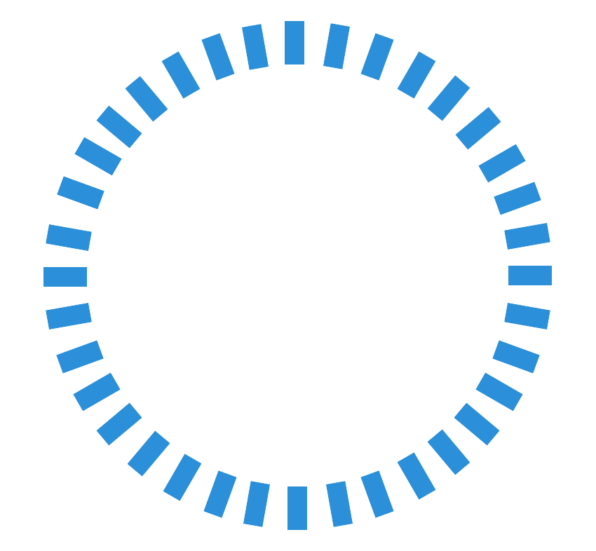 A ring of blue dashes bursting outward when a day is picked