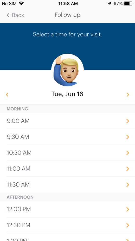 Before: one long list of times for a single day