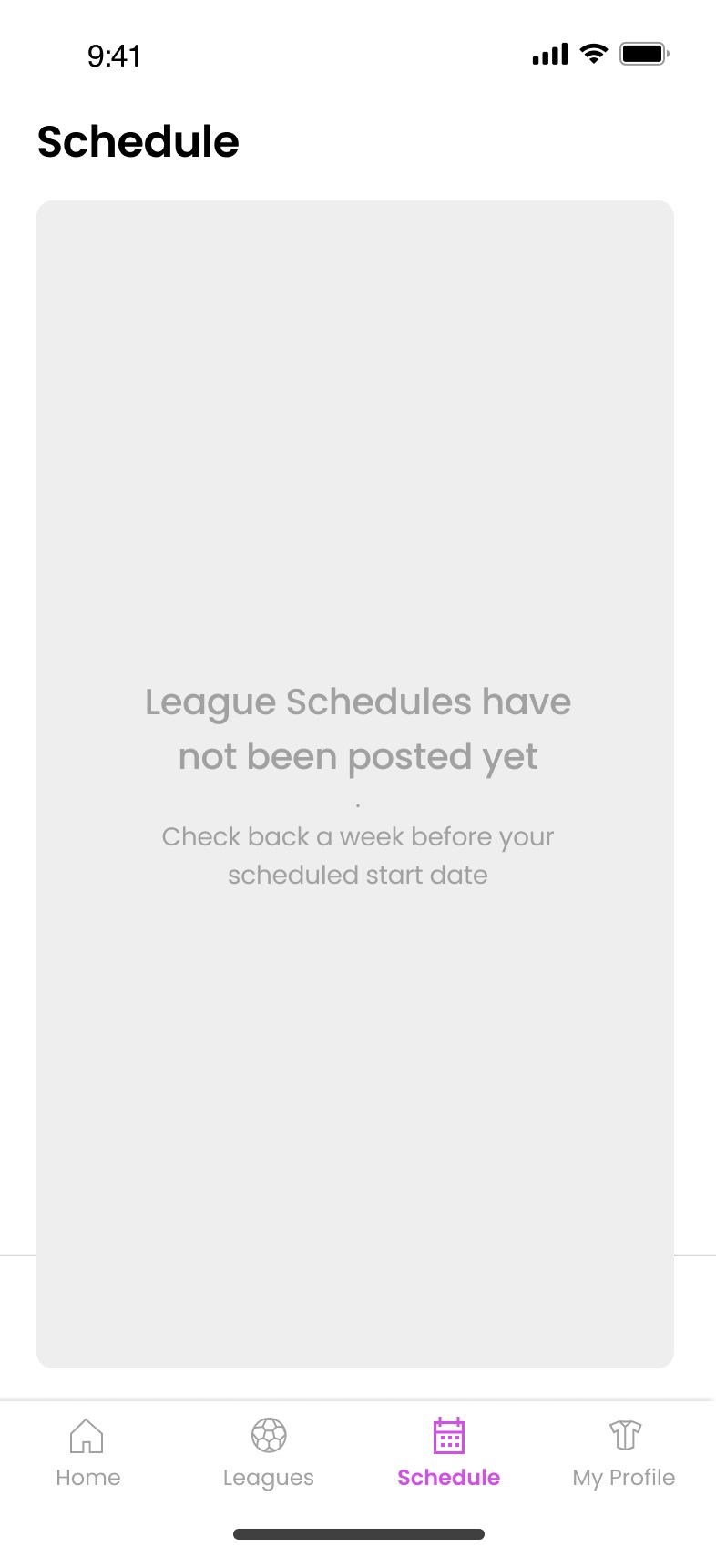 The schedule before it's posted