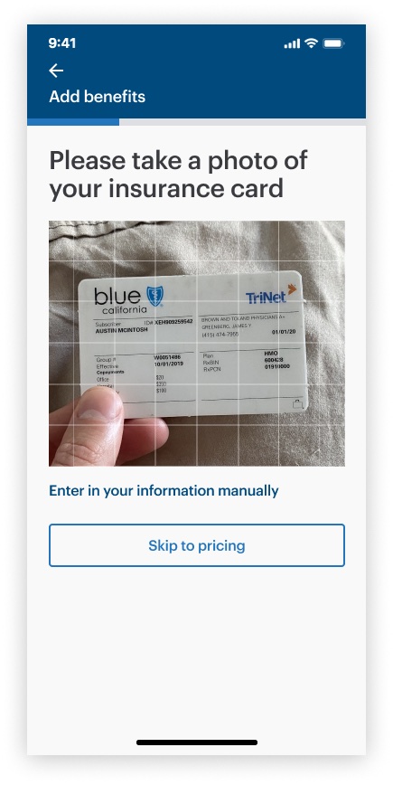 Scan insurance card