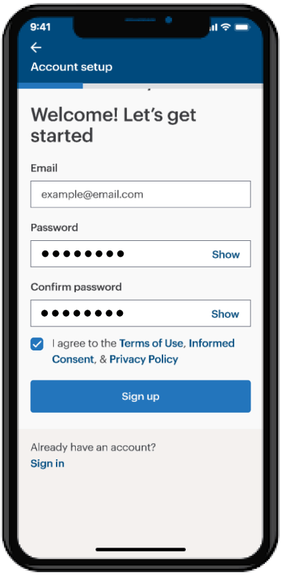 Onboarding & account setup, in action